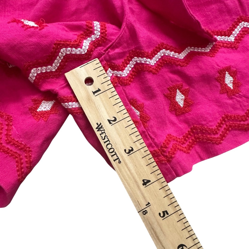 Boho Loft Embroidered Linen Blend Paperbag Waist Shorts M Pink Festival - Picture 4 of 7
